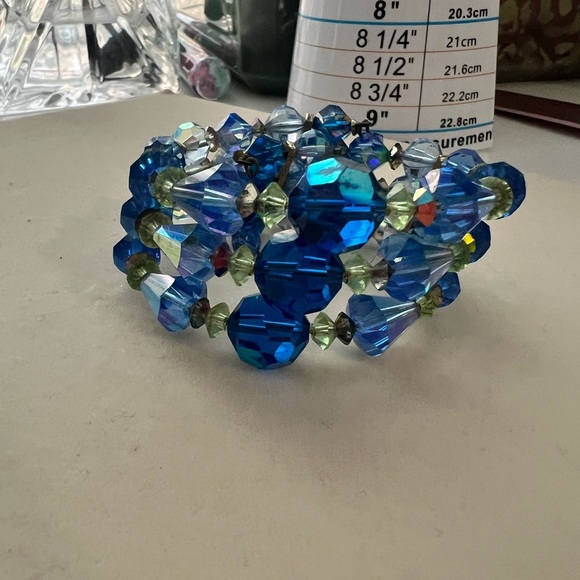 AB crystals, Blue and Green Beaded Bracelet - Picture 1 of 3
